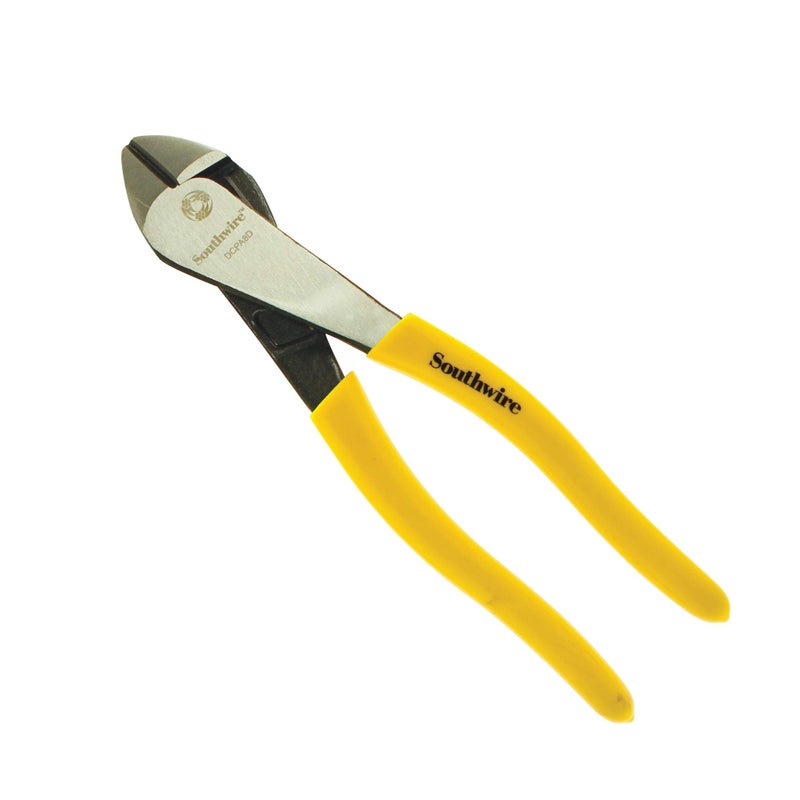 Southwire DCPA8D 8" Angled Head High-Leverage Diagonal Cutting Pliers with Dipped Handles; Yellow - Image 1